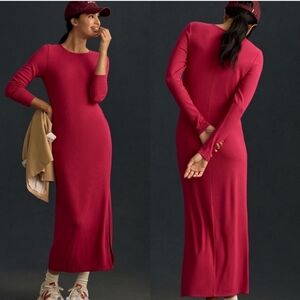 Anthropologie Bordeaux Long-Sleeve Maxi Dress Size XL